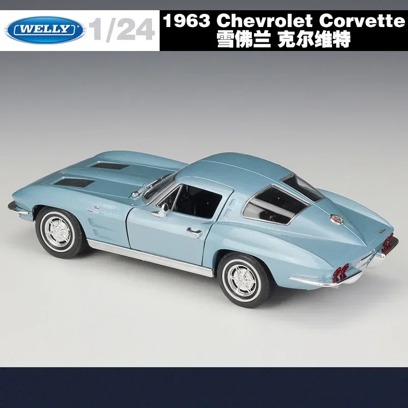 Модель спортивного автомобиля WELLY 1:24 для Chevrolet Corvette 1963 из сплава литая