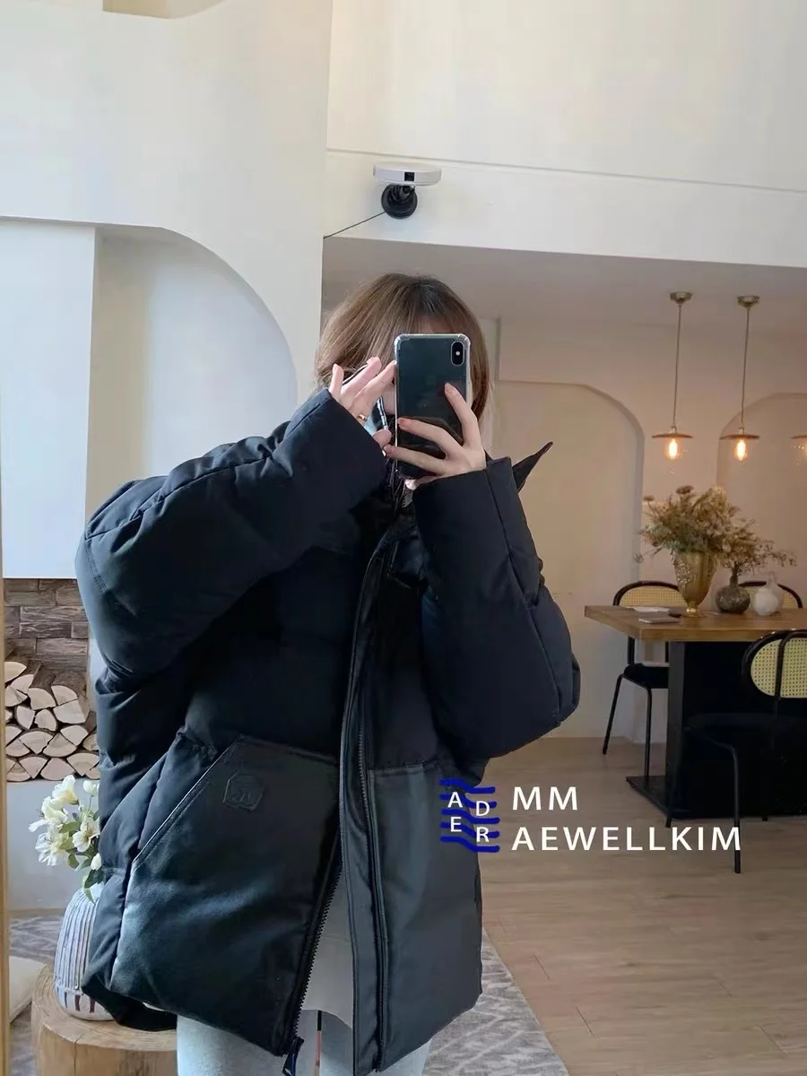 Ader error Winter thickened detachable hooded men's and women's design sense color blocking splicing down jacket