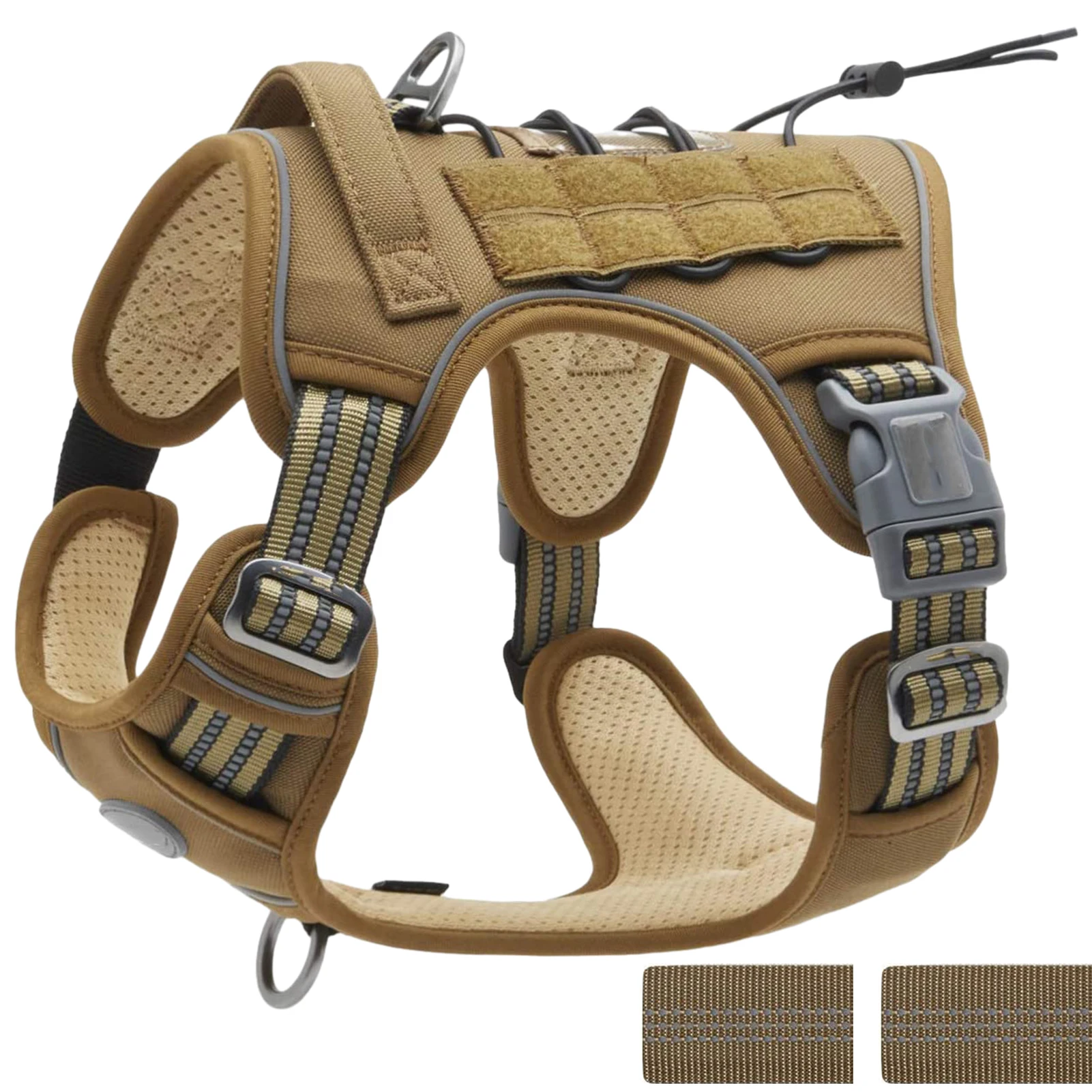 

Easy Control No Pull With Handle S M L Safe Adjustable Breathable Dog Harness 2 Patches Heavy Duty Army Green For Hiking Walking