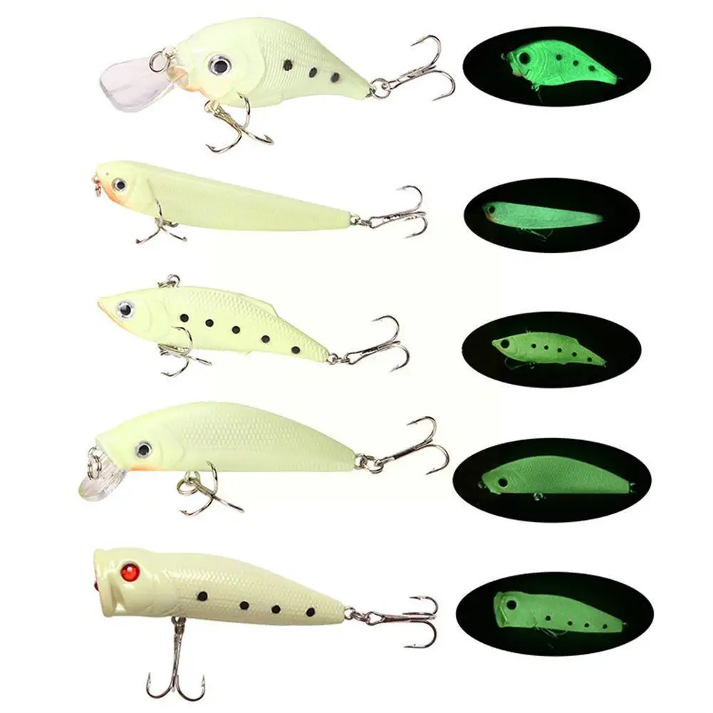 

1pcs 3d Luminous Night Fishing Baits Minnow Lure With Bass Crankbaits Hard Pike Isca Fishing Artificial Hooks Carp P7p6