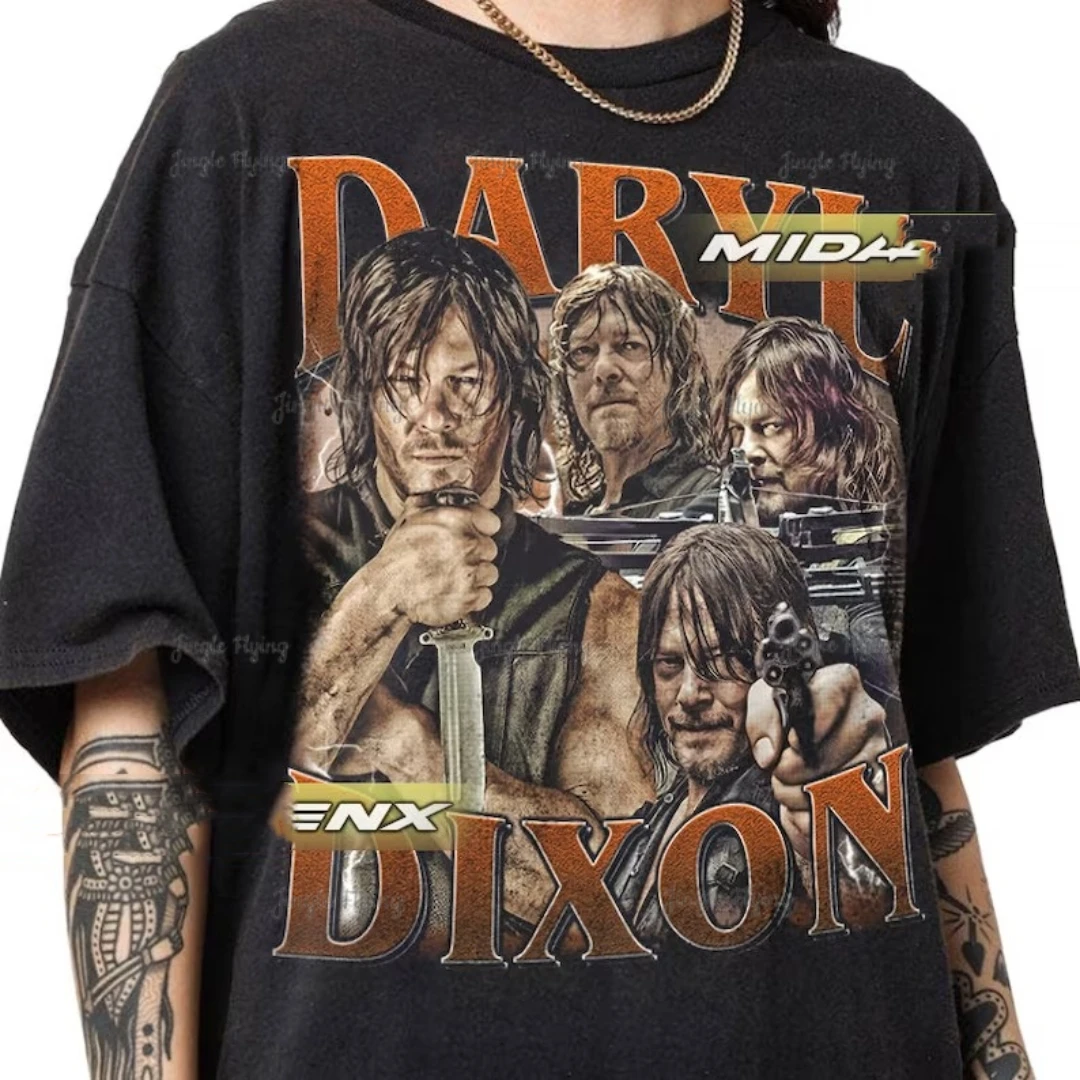 Ограниченная партия Дэрил Диксон Ходячие мертвецы Винтажная футболка подарок