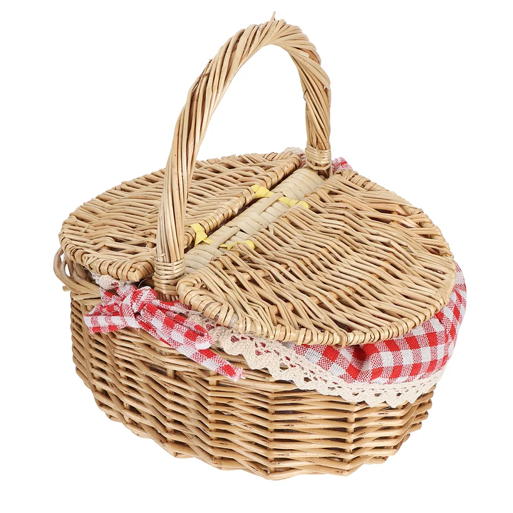

Woven Basket Decorative Flower Straw Market Baskets Outdoor Wicker Handles Toys