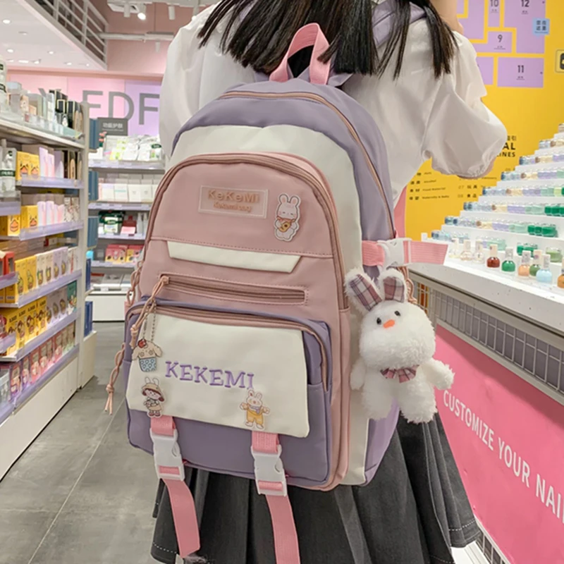 

Модная Женская Студенческая сумка для колледжа, контрастный цвет, женский рюкзак для ноутбука, водонепроницаемая дорожная школьная сумка