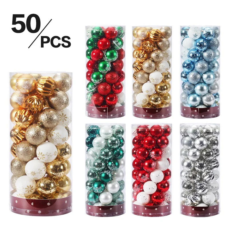

50pcs Painted Christmas Balls, Christmas Tree Hanging Pendant 6cm