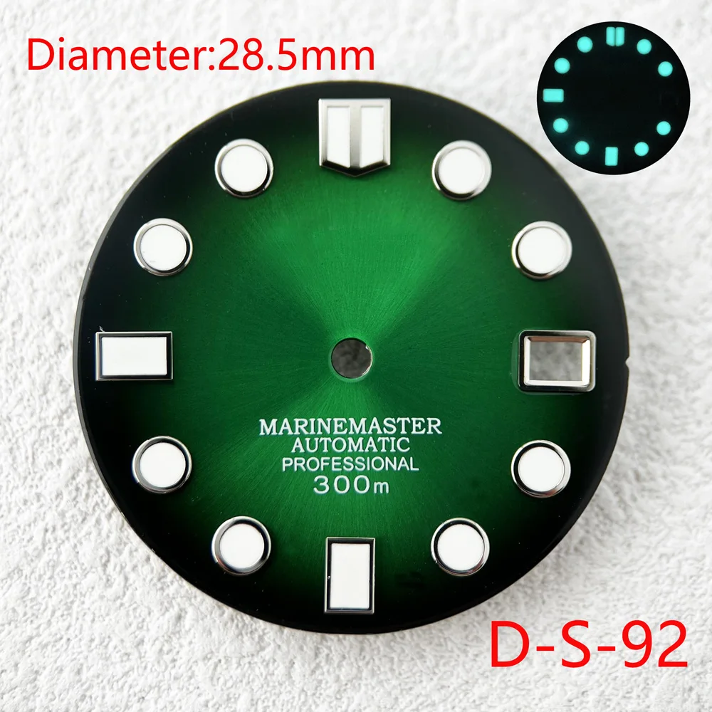 28.5mm Green/Blue Luminous Dial Fit SKX007/SUB Watches Accessories for NH35 NH36 Automatic Movement With S Logo