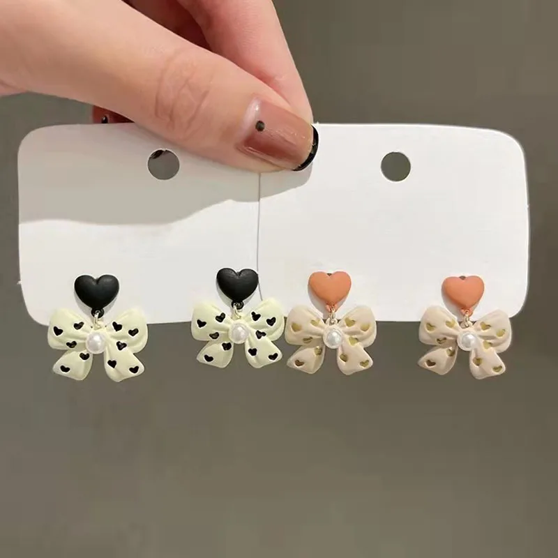 

Корейские серьги-гвоздики в горошек с бантом для женщин, Модная бижутерия, эффектные серьги, милые серьги с подвесками, оптовая продажа