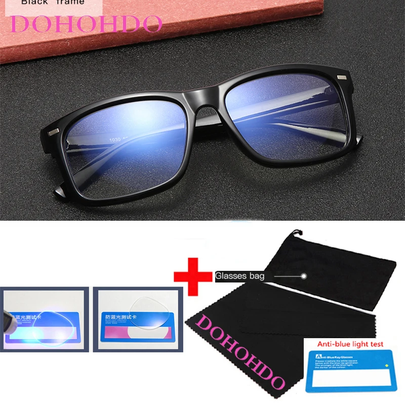 

DOHOHDO 2023 Anti Blue Light Protection Eye Glasses Men Women Square Black Leopard Computer Eyeglasses Anti-UV Gaming Eyewear