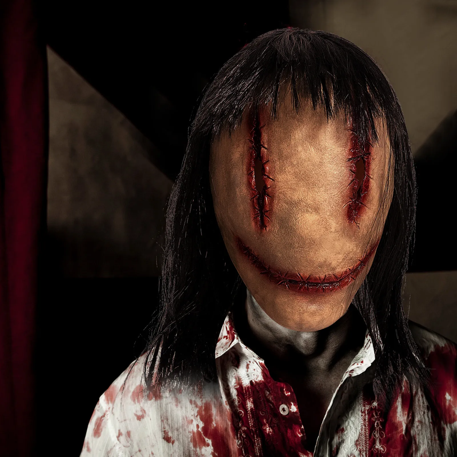 2022 страшная маска улыбка на Хэллоуин игрушки Азия полумаска для косплея забавная