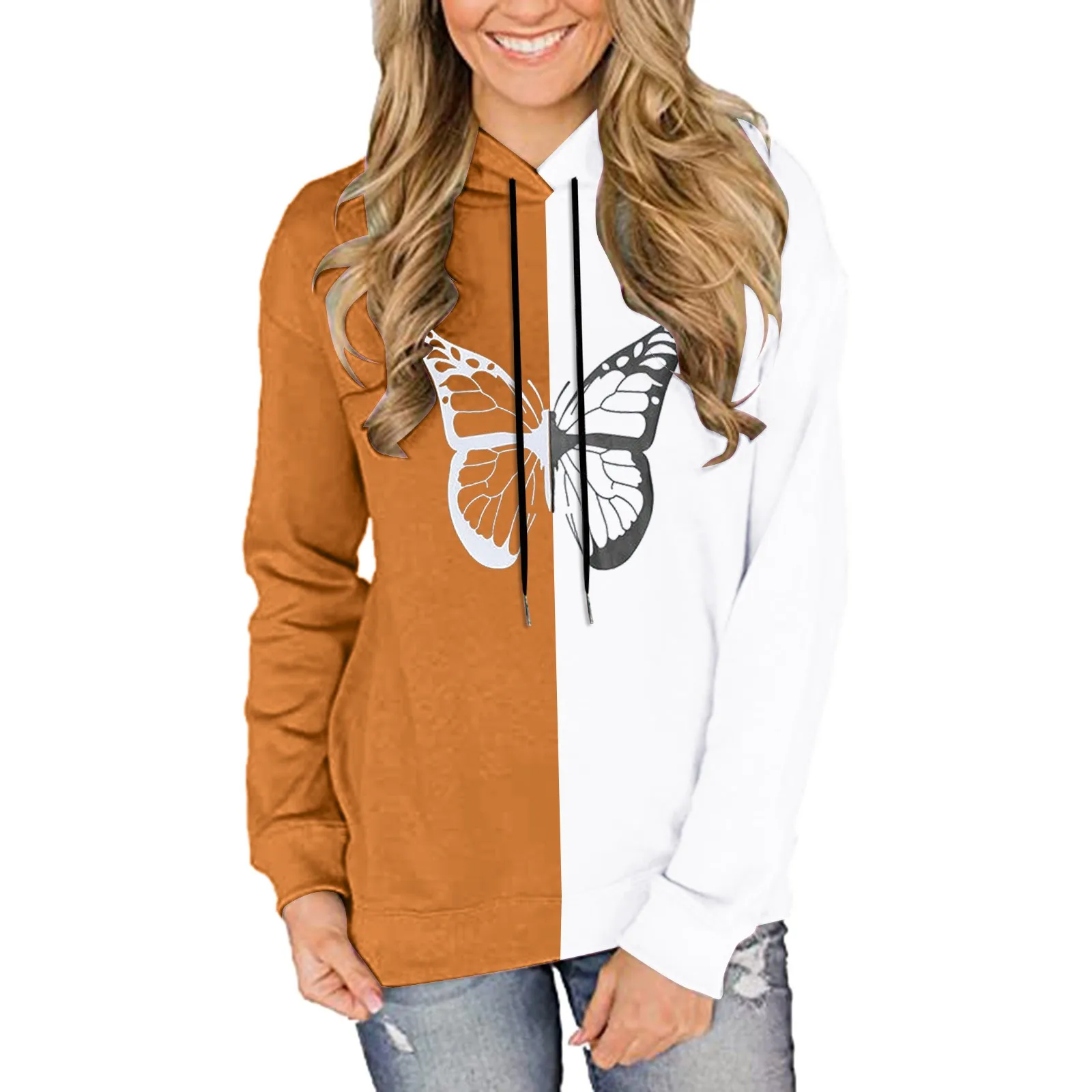 

Pullover Sweatshirts for Women Womens Loose Sweatshirt Sweatshirt Long Sleeve Punk Print Paneled Pullover Pullover Zipper Shirt