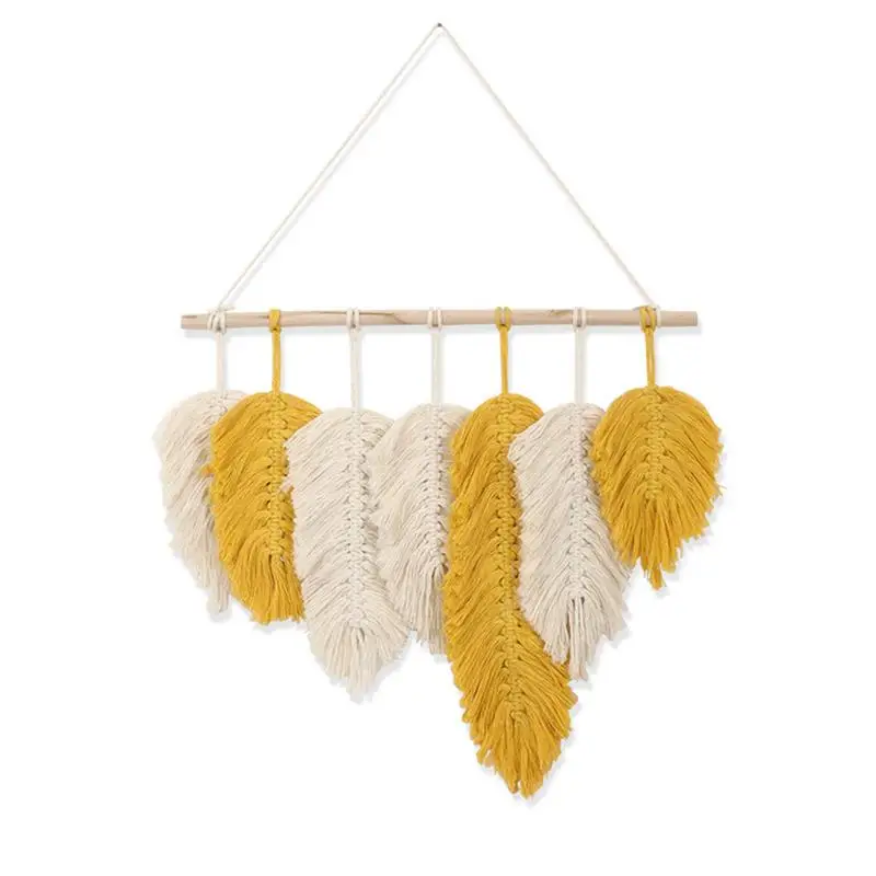 

Wall Macrame Hanging Handmade Macrame Wall Hanging With Cotton Boho Wall Hanging Handmade Woven Macrame Leaf Tassels Wall Art
