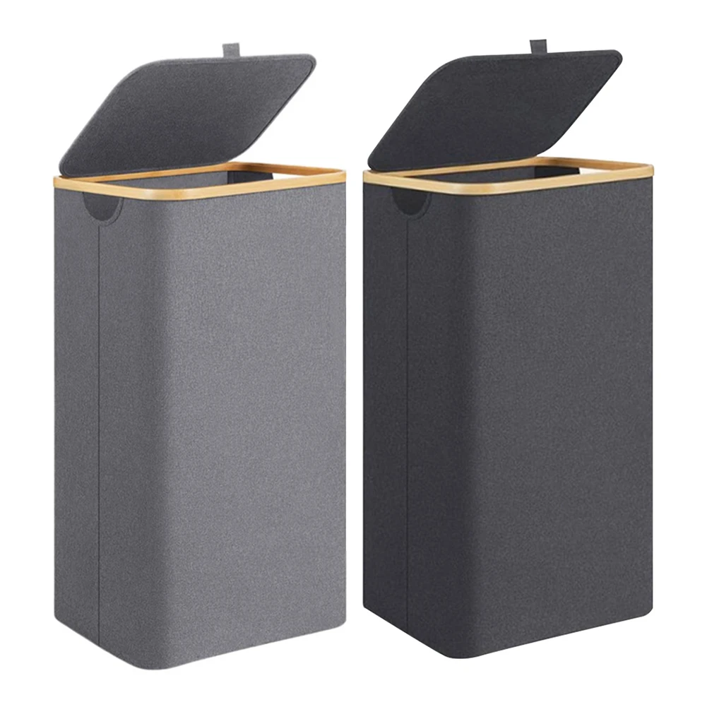 Корзина для грязной одежды объемом 100 л складной контейнер с бамбуковой ручкой и