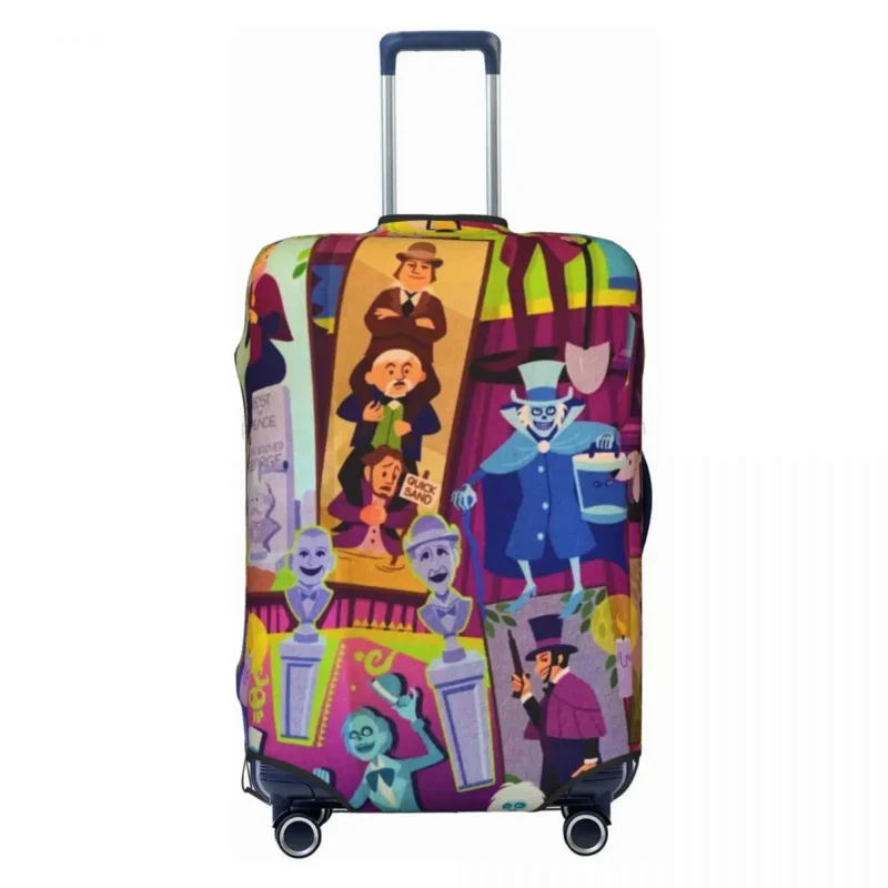 

Fashion Retro Mansion Collage Luggage Cover Protector Washable Halloween Happy Haunted Travel Suitcase Covers