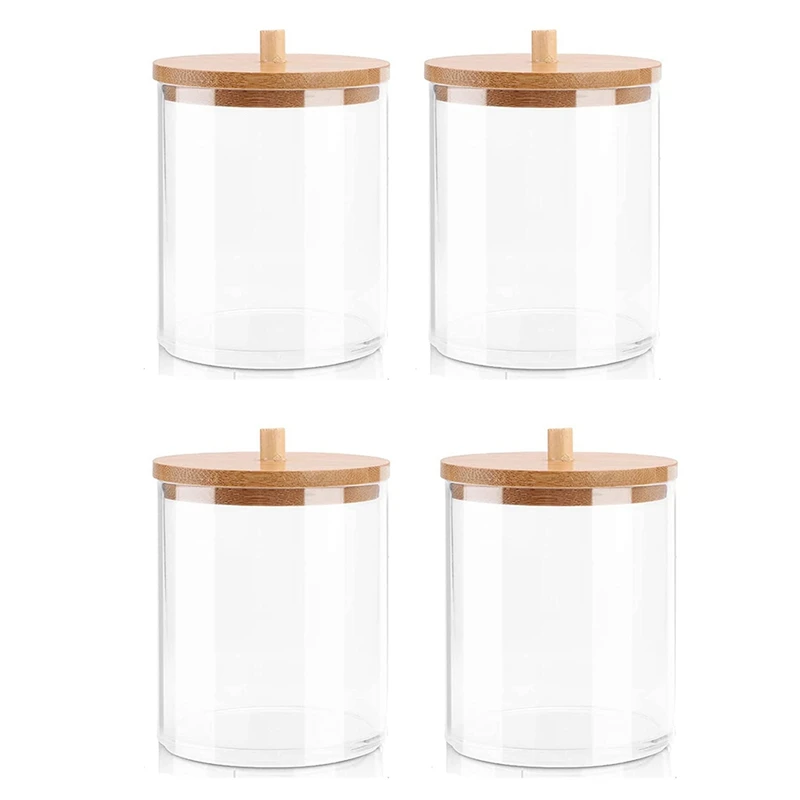 

Qtip Holder Dispenser Bathroom Canisters,Cotton Ball Pad Round Swab Holder For Bathroom Accessories Storage Organization