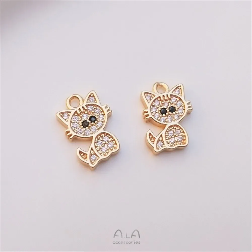 Посылка из 14-каратного золота милый циркон маленький медвежонок слон и кошка