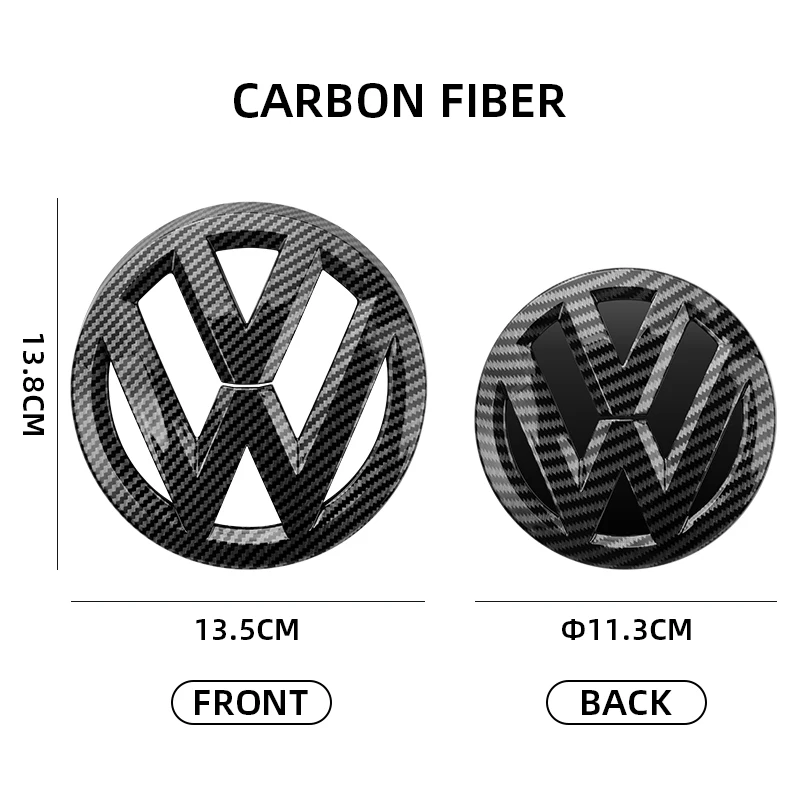 Фото Для VOLKSWAGEN VW: 2 шт. хромированные эмблемы для передней решетки радиатора 137 мм + эмблема на крышку багажника 115 мм, автомобильные эмблемы для Volkswagen VW Go №3