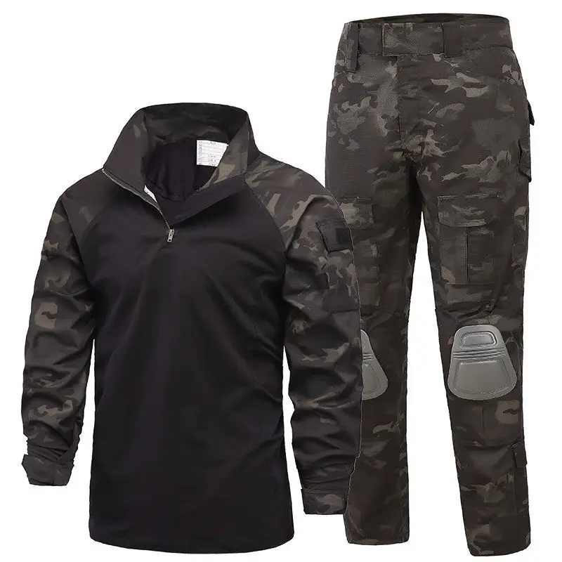 

Men Clothing Spring And Autumn Young And Middle-Aged Lapel Long-sleeved Cardigan Camouflage Suit Outdoor Military Training Suit