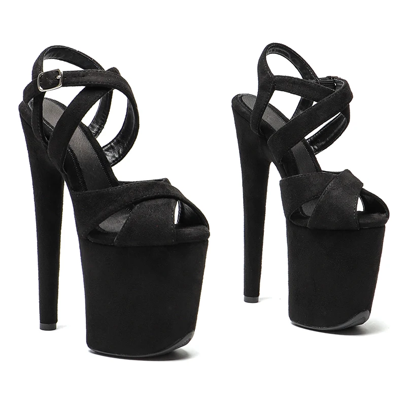 Leecabe 20cm/8inches suede upper Women Shoes Sexy  Sandals  Platform Shoe High Heels Party Club Stripper  Steel Tube Dancing 1B