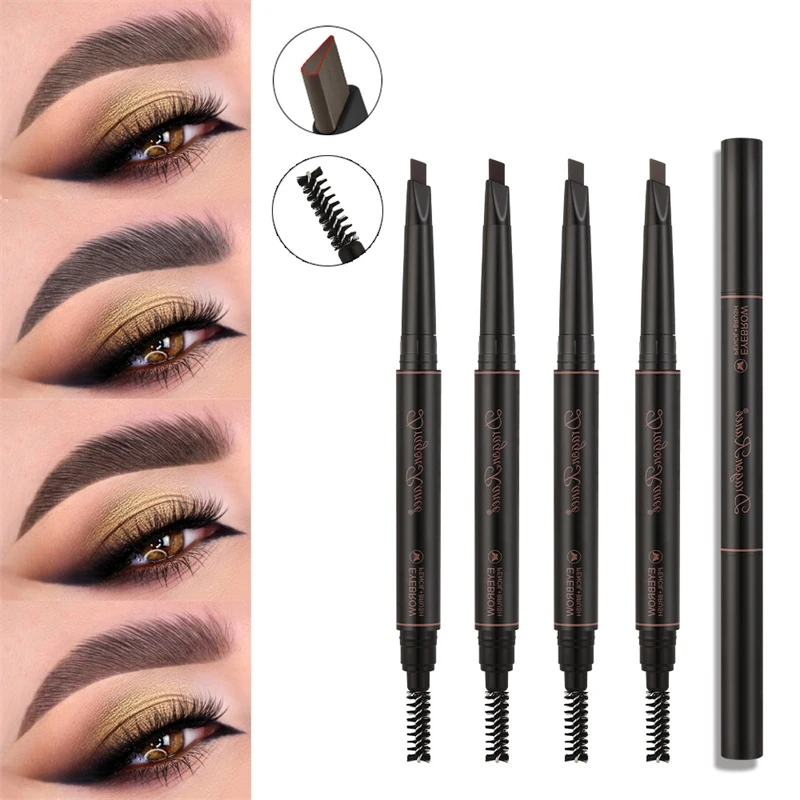 Водостойкий натуральный стойкий коричневый черный двойной карандаш для бровей