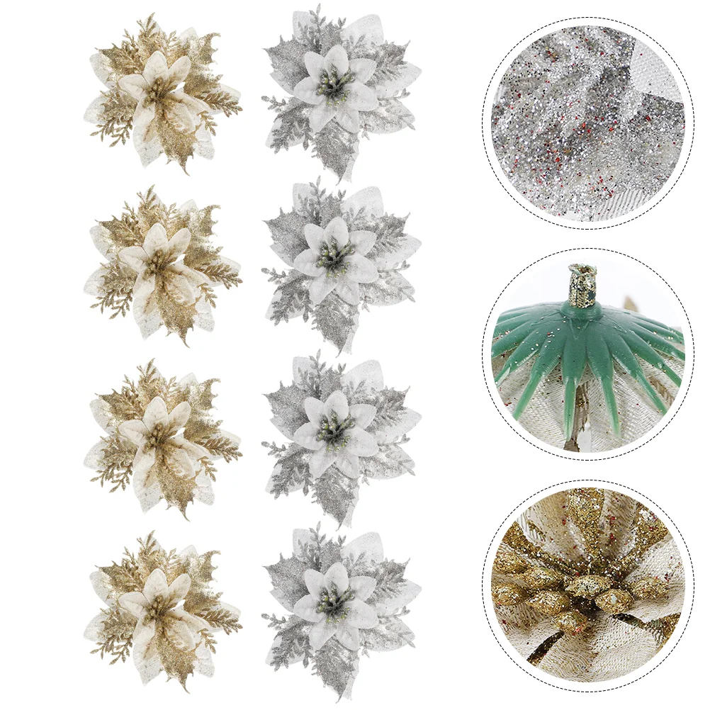 

Christmas Poinsettia Flowers Artificial Xmas Tree Ornaments Wedding Party Wreath Decor
