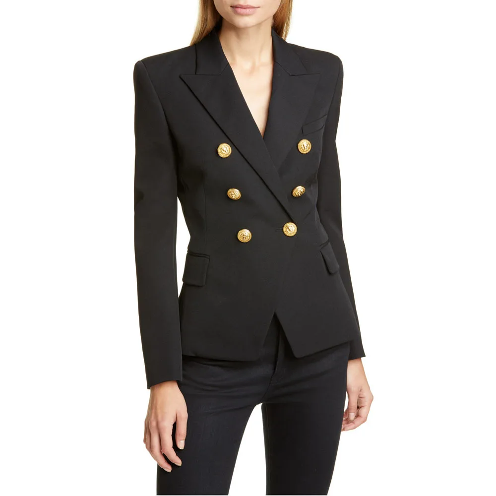 Blazer for Women Fall/Winter 2023 Houndstooth Check Women Blazer Fashion Short Double-breasted Coat