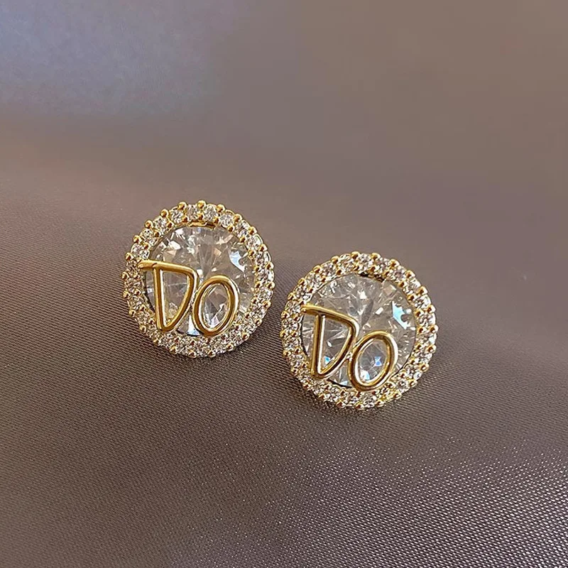 

HEYu Round Zircon Stud Earrings for Women 2023 New Fashion Crystal Earring Korea Style Simple Party Jewelry Accessories