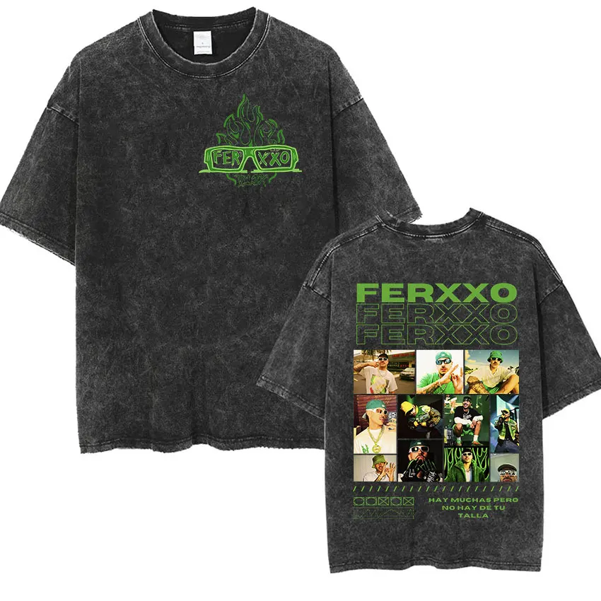 Футболка Feid Ferxxo Ferxxocalipsis Tour Мужская винтажная промытая футболка с коротким