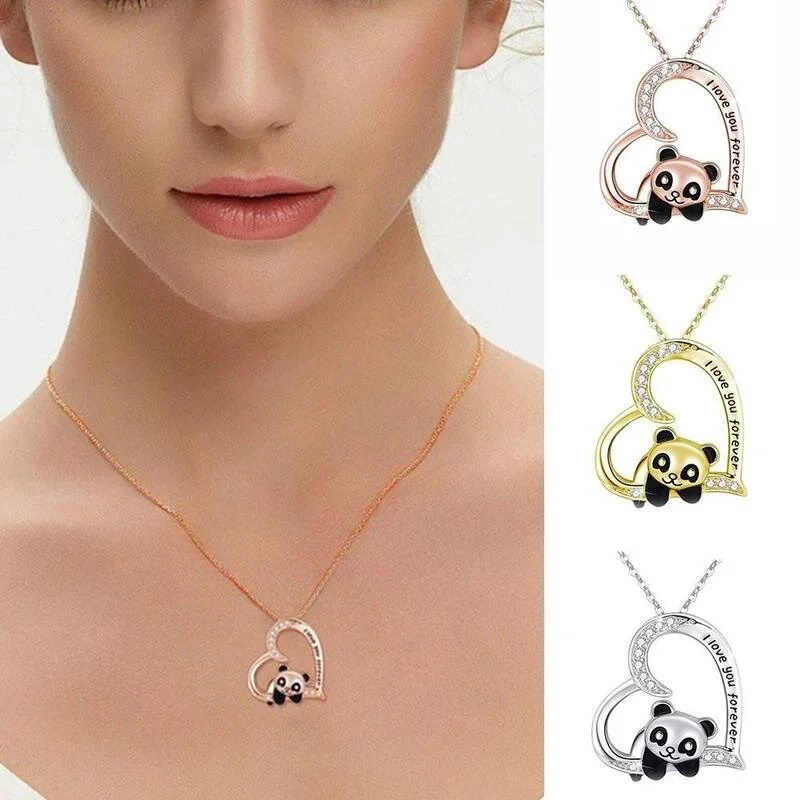 3 Color Panda Pendant Necklace Alloy Chain Fashion Trendy Women Jewelry Exquisite Birthday Present |