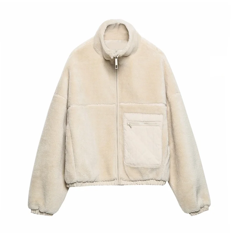 

Aomo Jaket Teddy Musim Dingin Wanita Ritsleting с большим количеством ручек, покрывающий ручку, Hangat, Tebal, Tebal 2021 6h167a