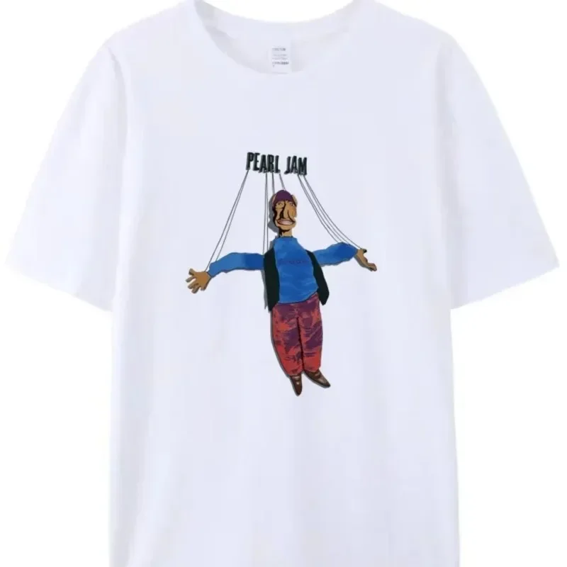 Футболка мужская с жемчугом хлопок Повседневная рубашка короткими рукавами рок