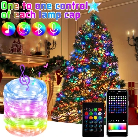 

22M Smart LED String Lights APP Control Christmas tree Lights Fairy Garland Lamp for Xmas Navidad Home Room Decoration outdoors.