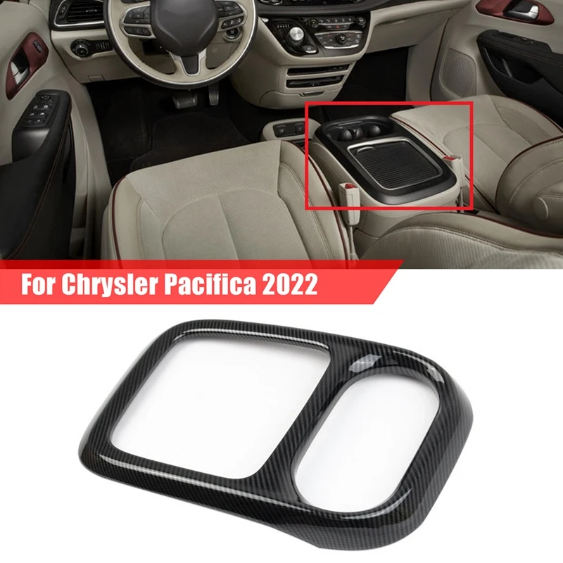 

For Chrysler Pacifica 2022+ Carbon Fiber Center Console Armrest Box Panel Decoration Cover Trim ABS