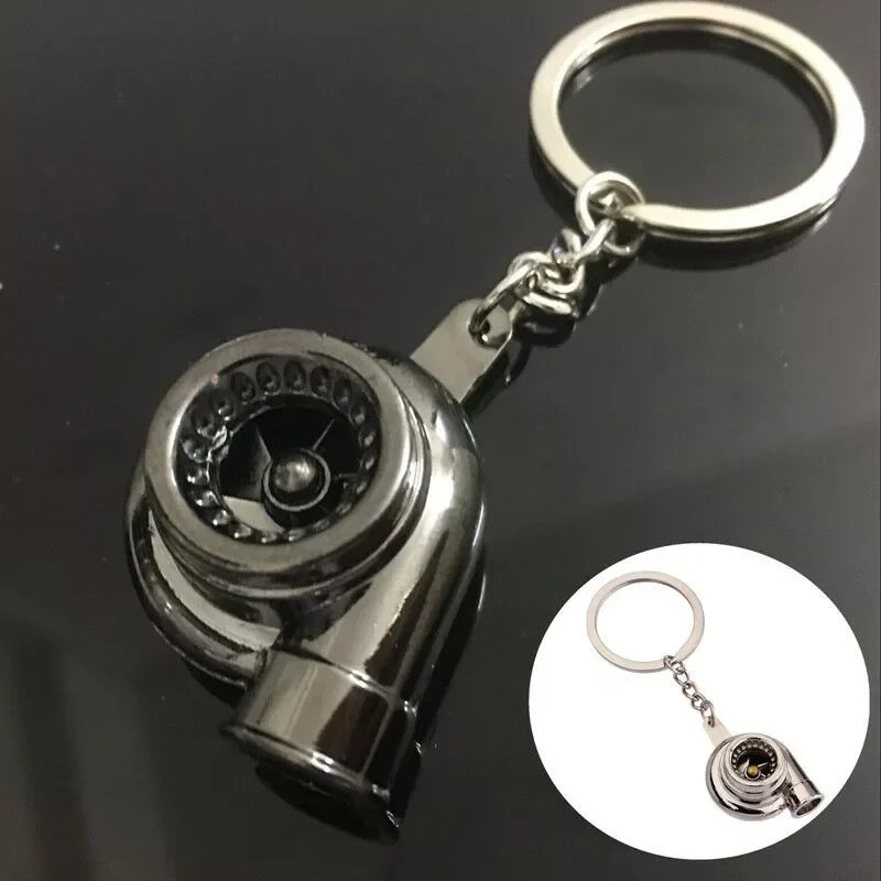 

=New House Cool Gunmetal Spinning Turbo Keychain Turbocharger keyring Creative Design Auto Stylish Accessories FQ49161A1