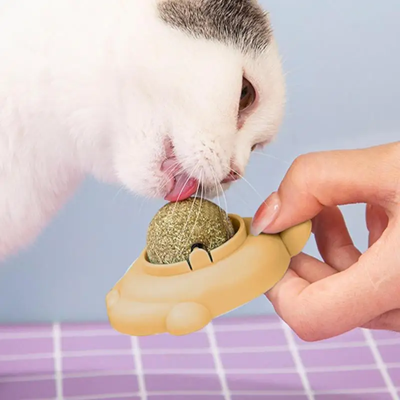 

Catnip Ball Catnip Wall Balls For Cats Rotatable Cat Lick Toy For Teeth Cleaning Biting Chew Toys Eliminate Hairballs Relieve