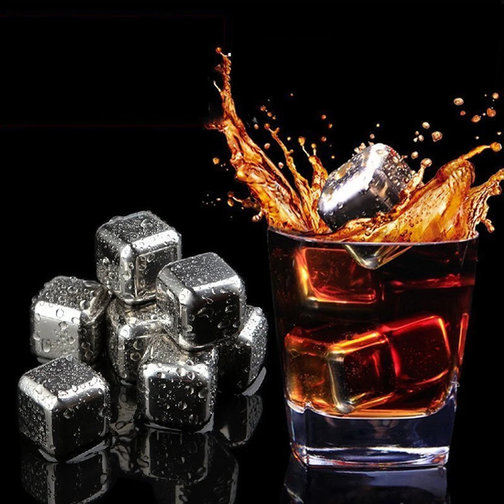 

Stainless Steel Ice Wine Whiskey Stone Ice Cubes Reusable Chilling tool Keep Drink Cold Longer Creative Practical Drink Supplies