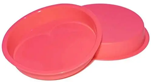 

silicone 8 inch cake pan european-grade lfgb round baking mold set of 2 non-stick bakeware pan reusable food-grade bpa free