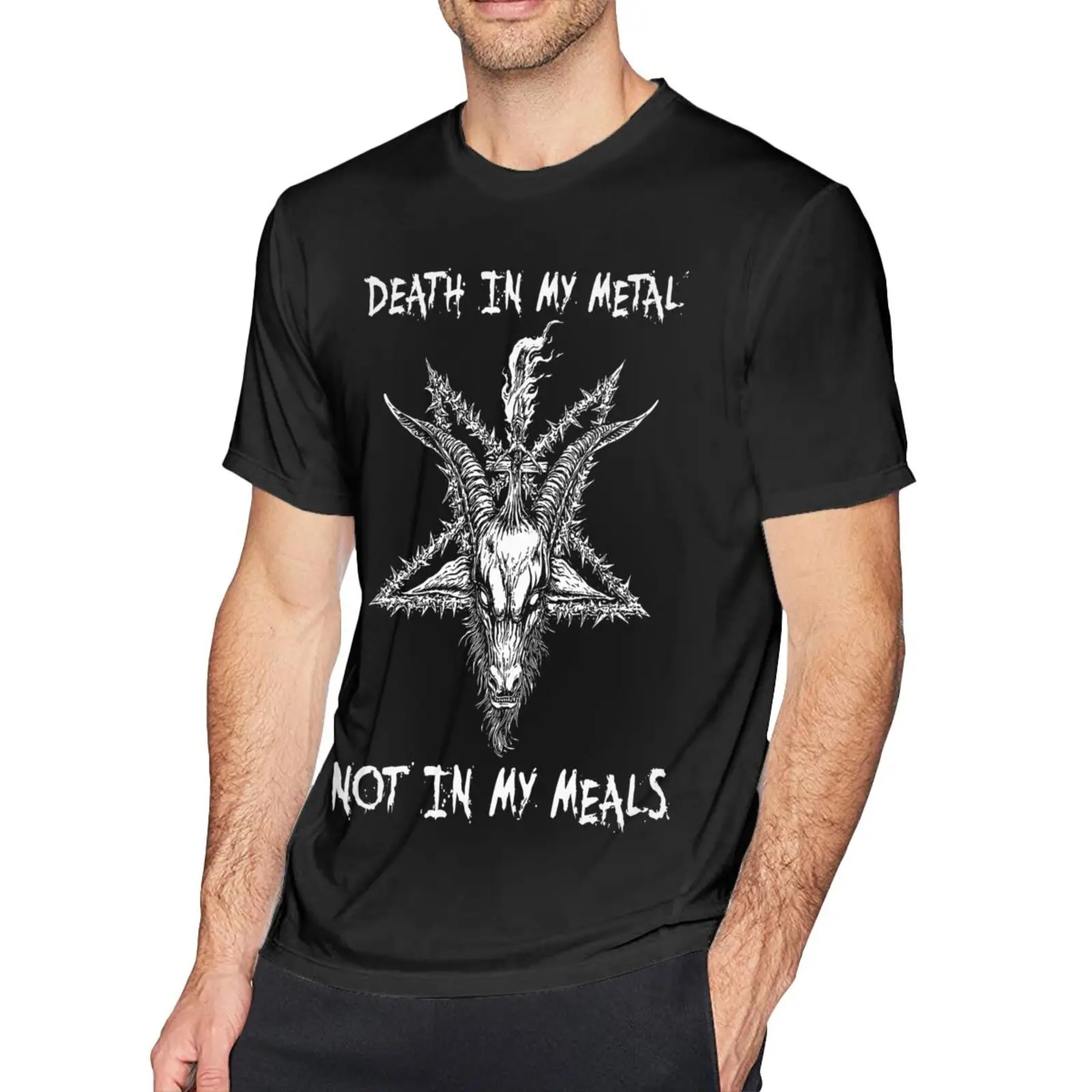 

Футболка мужская оверсайз с надписью сатана Death In My Metal Not
