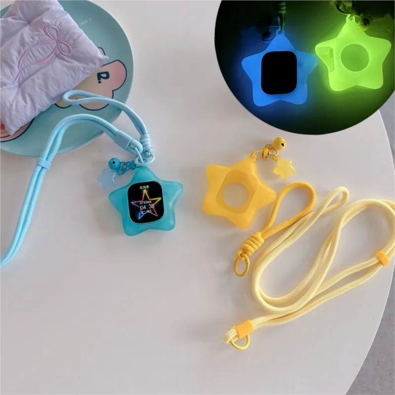 Фото Для Apple Watch Sport 1/2/3/4/5/6/7/8/9st Gen S10 S11 Ultra SE 38/45/41/44/42/46/49 мм, светящийся в темноте чехол-ремешок со звездами для детей №1