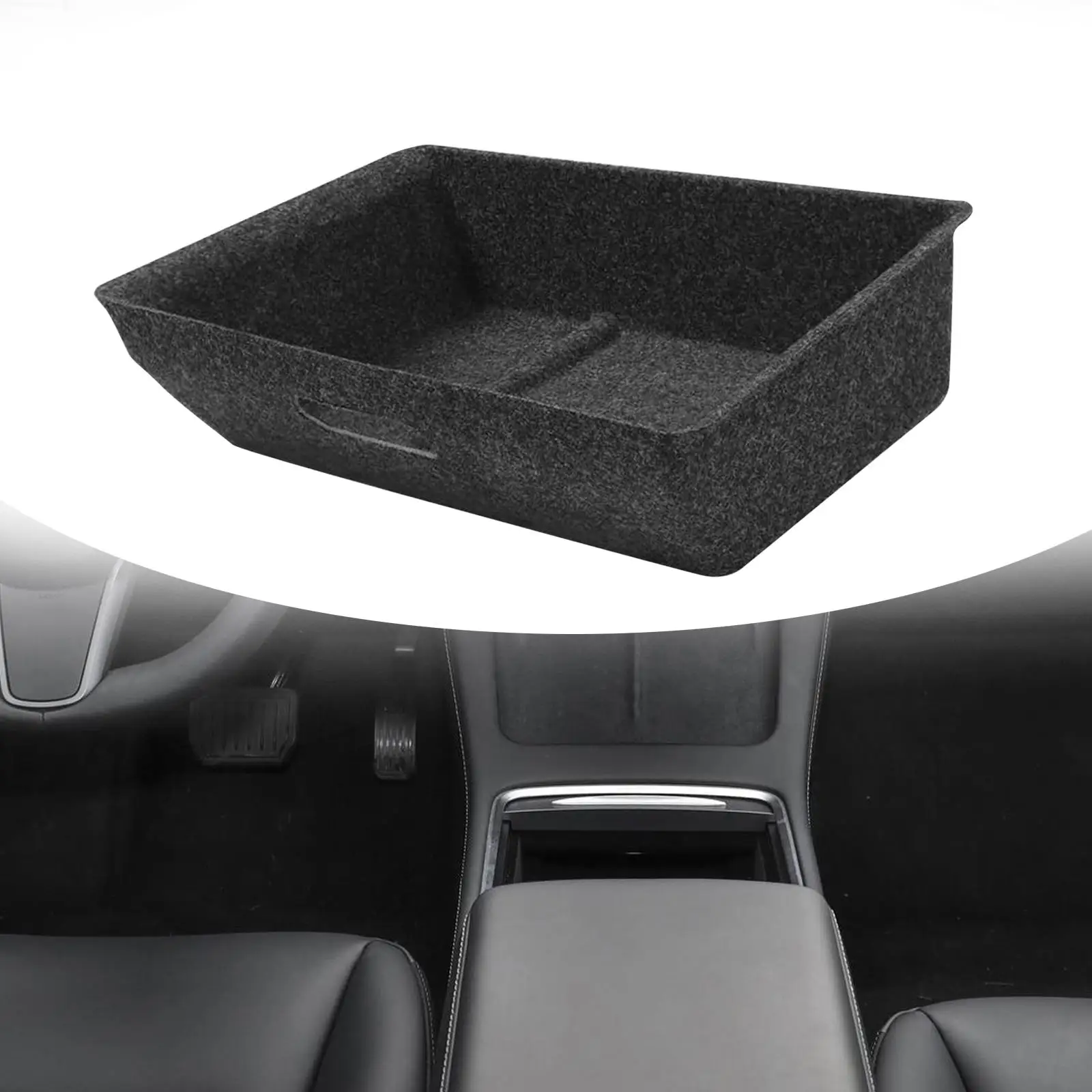 Car under Seat Storage Box Automotive Accessories Stowing Space Saving Black Hidden Cubby Interior for Model Y 21-24