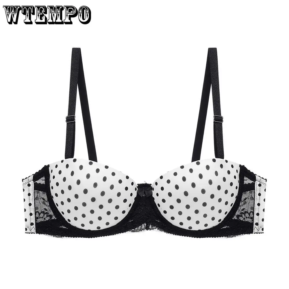 

Sexy Lace Bras for Women Polka Dots Smooth Gathering Bralette Half Cup Kawaii Fancy Underwear Push Up Sensual Lingerie