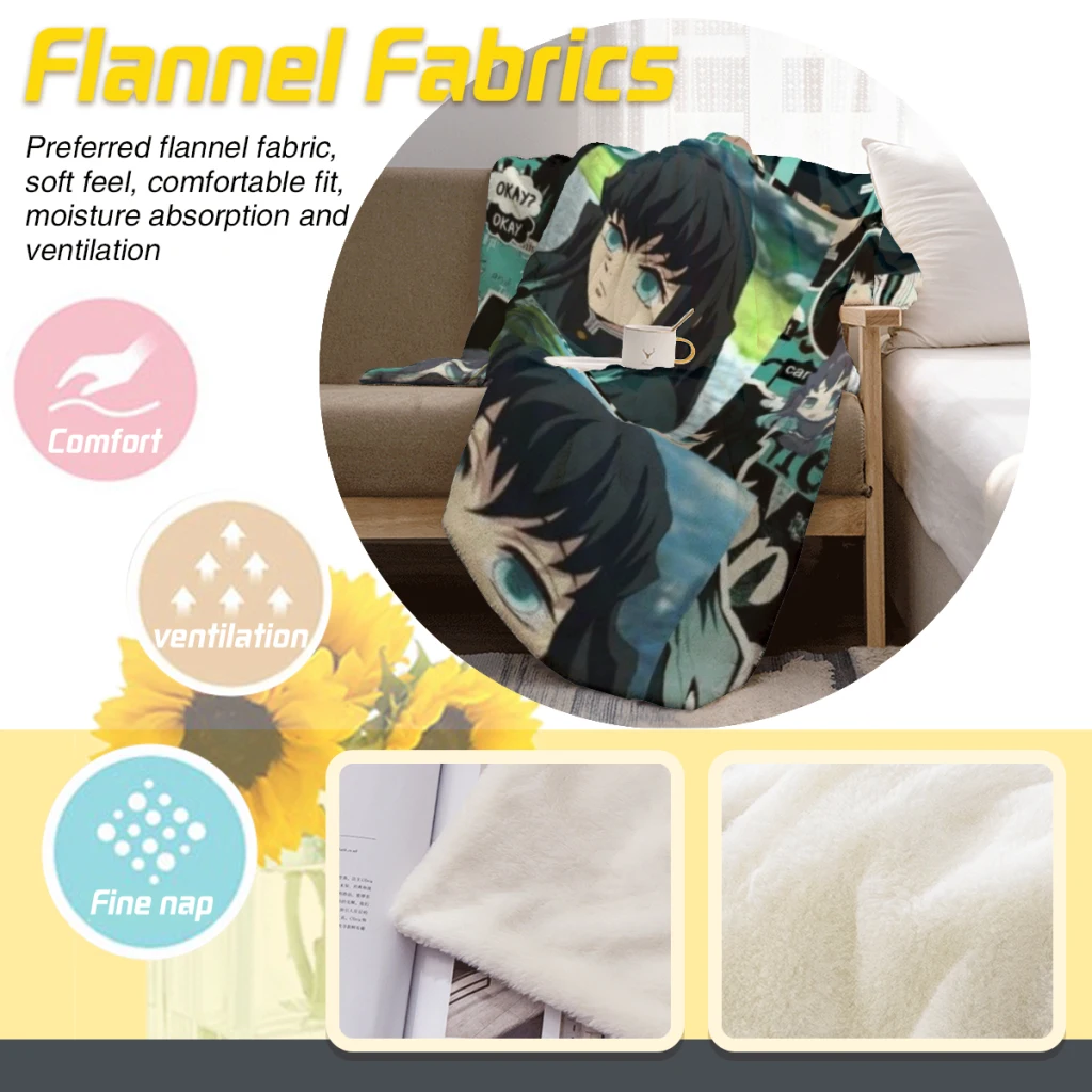 Пушистое детское одеяло Muichiro Tokito - Demon Slayer диван поход сна покрывало уютное