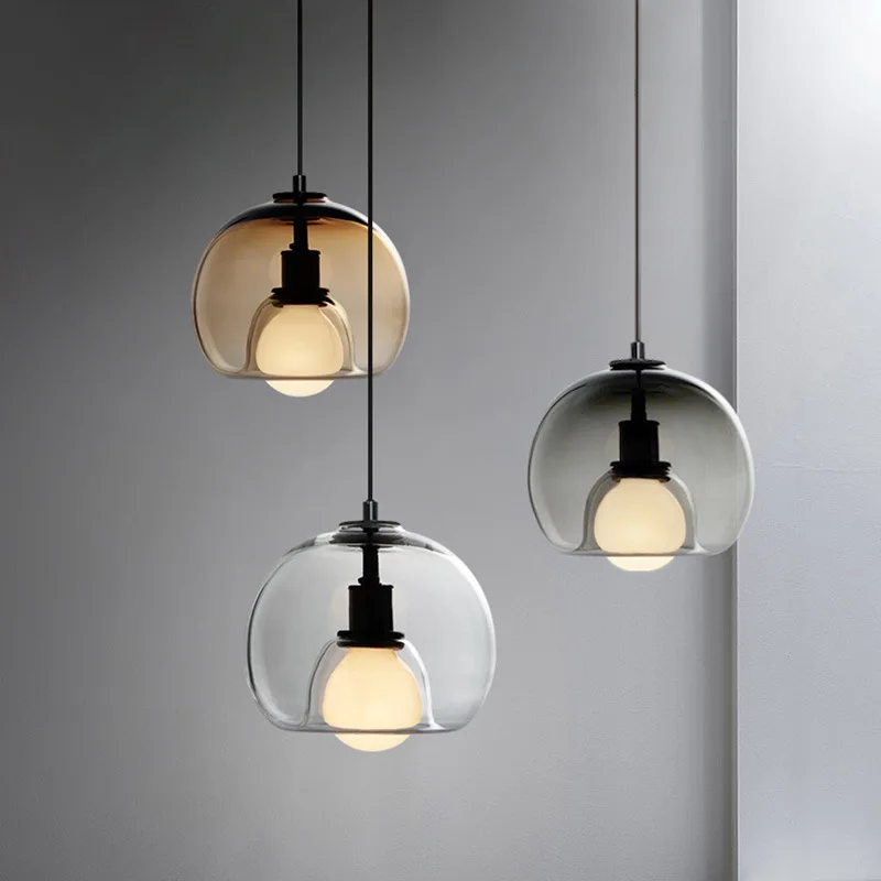 

SANDYHA New Modern Pendant Lighting Iron Glass Shade Led Lamp for Kitchen Living Room Decor Bar Coffee Table Home Hanging Light