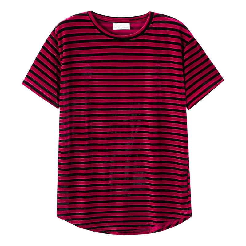 Мужские бархатные велюровые удлиненные футболки в стиле хип-хоп | Мужская одежда