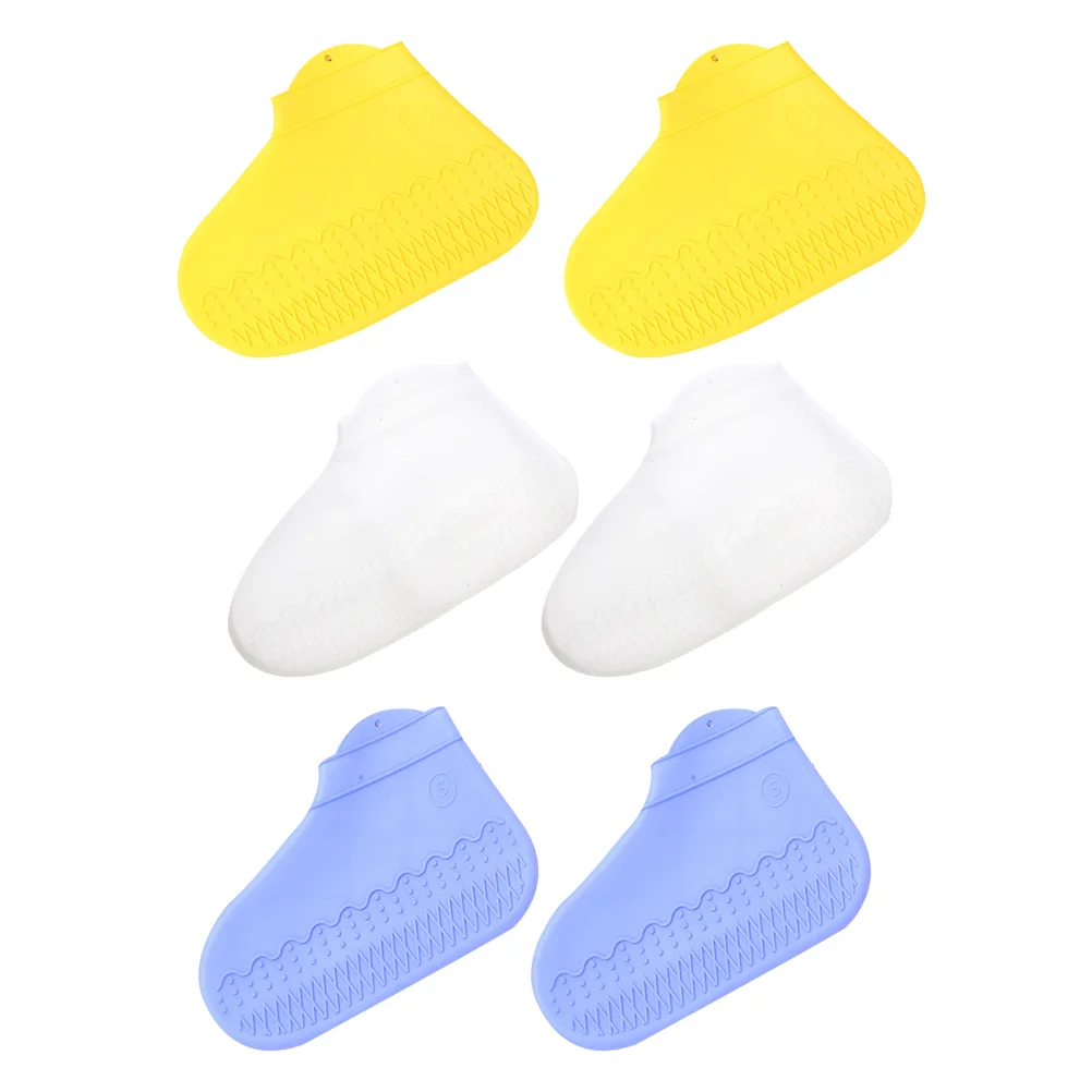 

3 Pairs Rainy Shoes Covers Waterproof Shoes Protector Silicone Rainy Shoe Covers