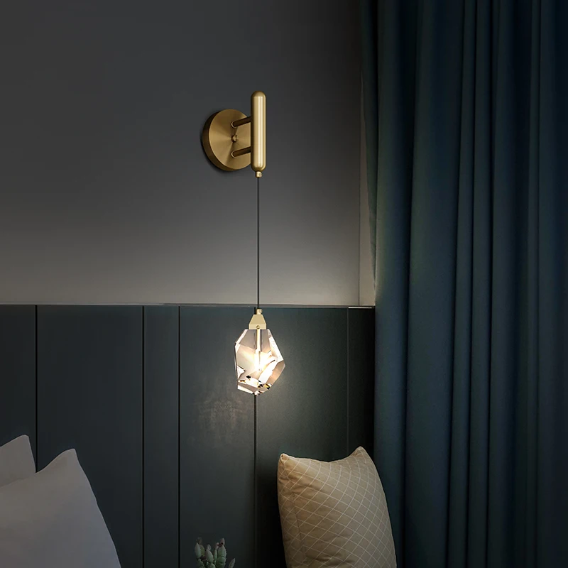 

Nordic Copper Crystal Hanging Lamp Indoor Luxury Decoration Lamp LED Chandelier Light Living Room Bedroom Cloakroom Pendant Lamp