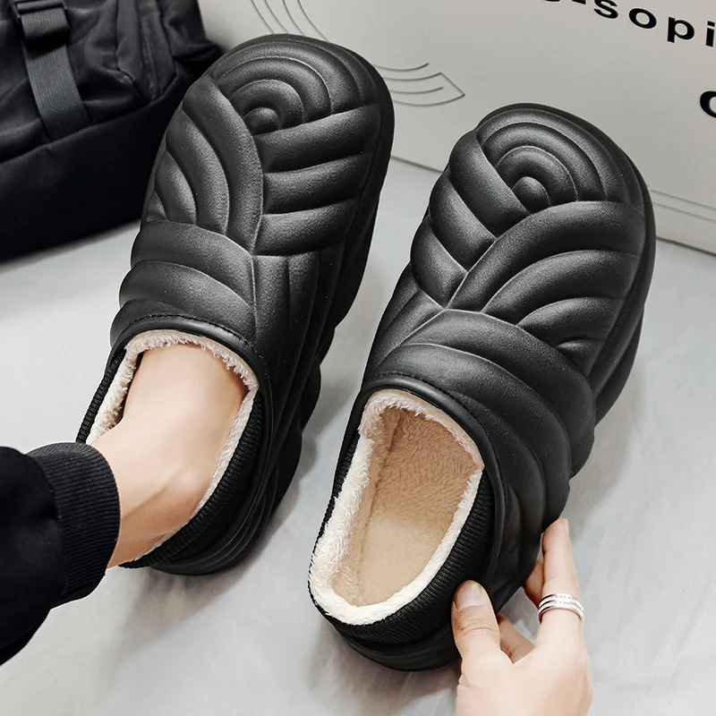 

Новинка 2023, зимние тапочки, водонепроницаемая Теплая мужская обувь, женская домашняя плюшевая обувь, нескользящая Уличная Повседневная обувь на платформе