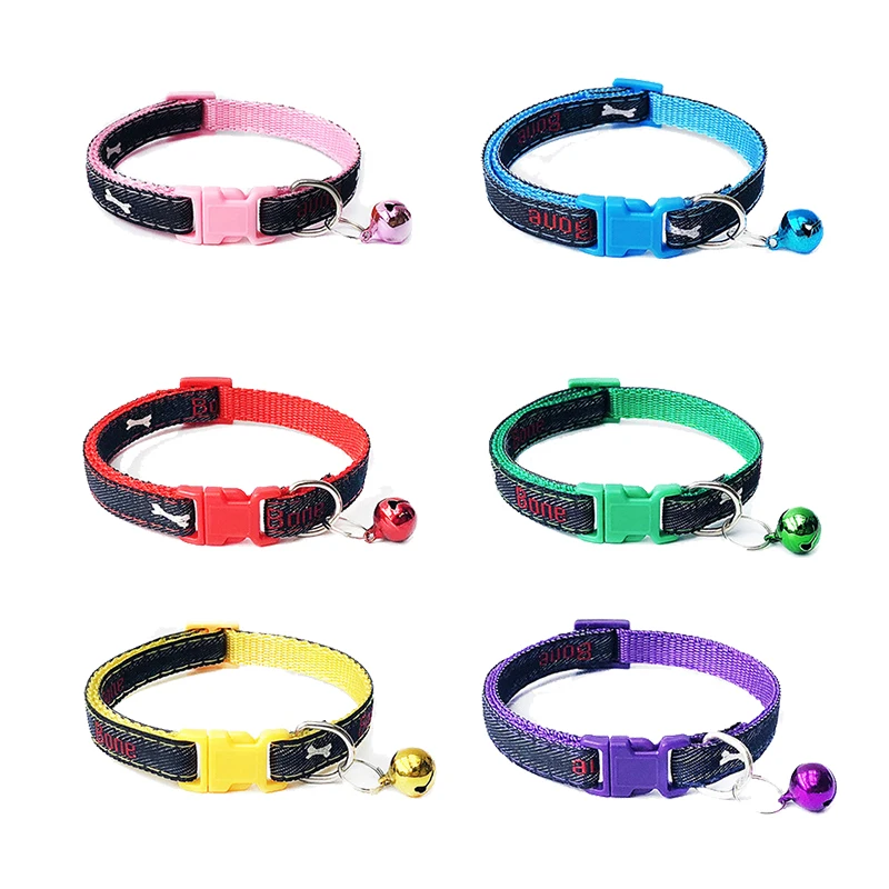 Ошейник для собак регулируемый ошейник красного цвета с колокольчиком средних