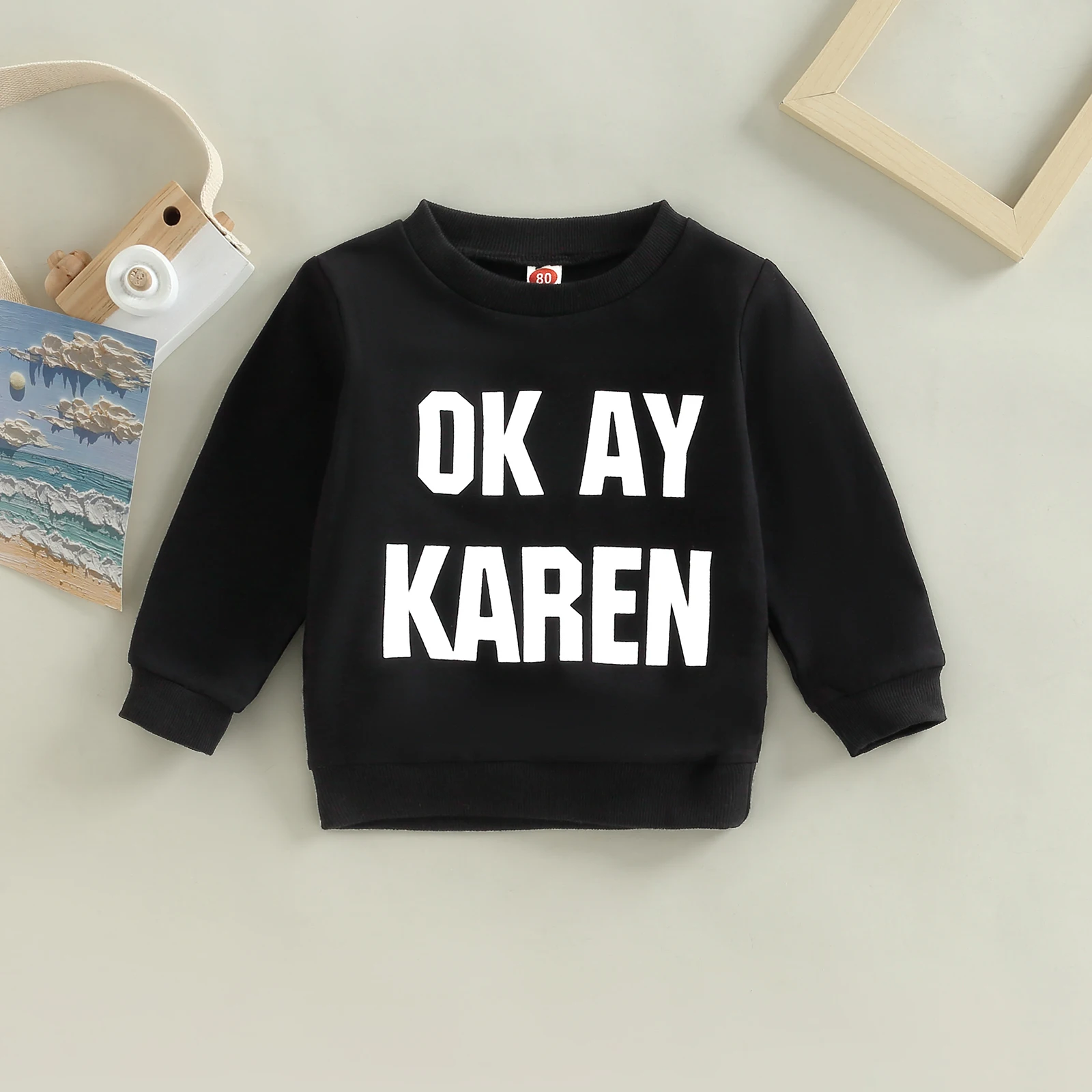 

TR New Autumn Kids Toddler Boys Girls Pullovers Long Sleeve Letter Print Ribbed Sweatshirts Fall Clothes