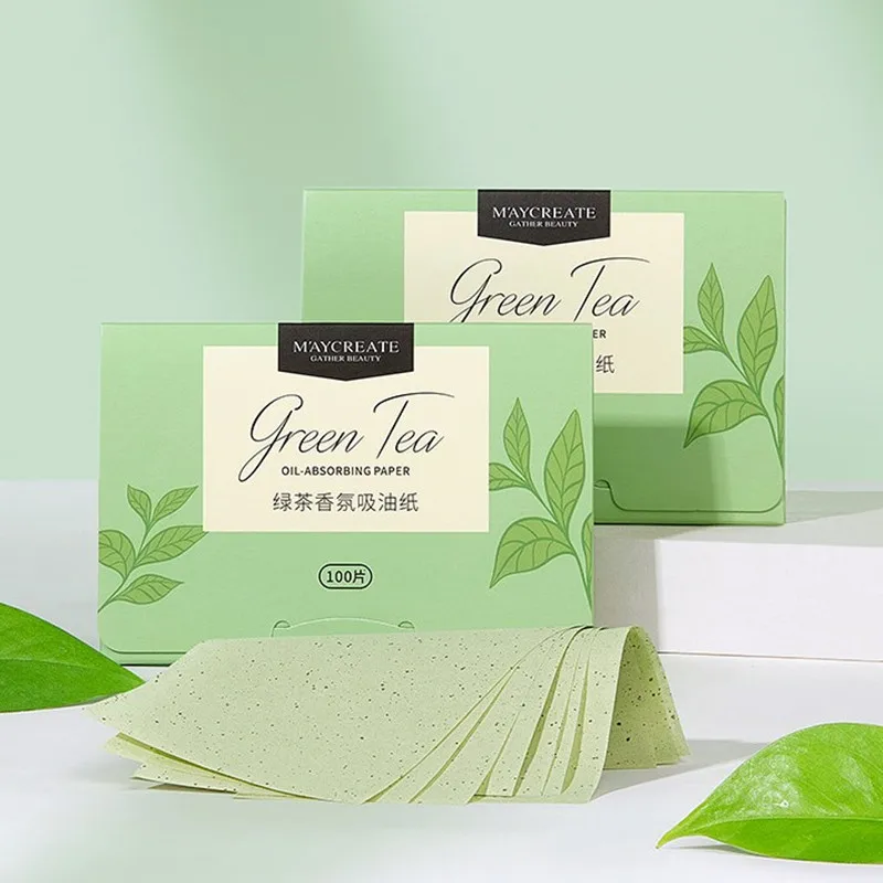 

80Pcs Protable Facial Absorbent Paper Oil Control Wipes Green Tea Sheet Oily Face Blotting Matting Tissue Makeup Facial Clean