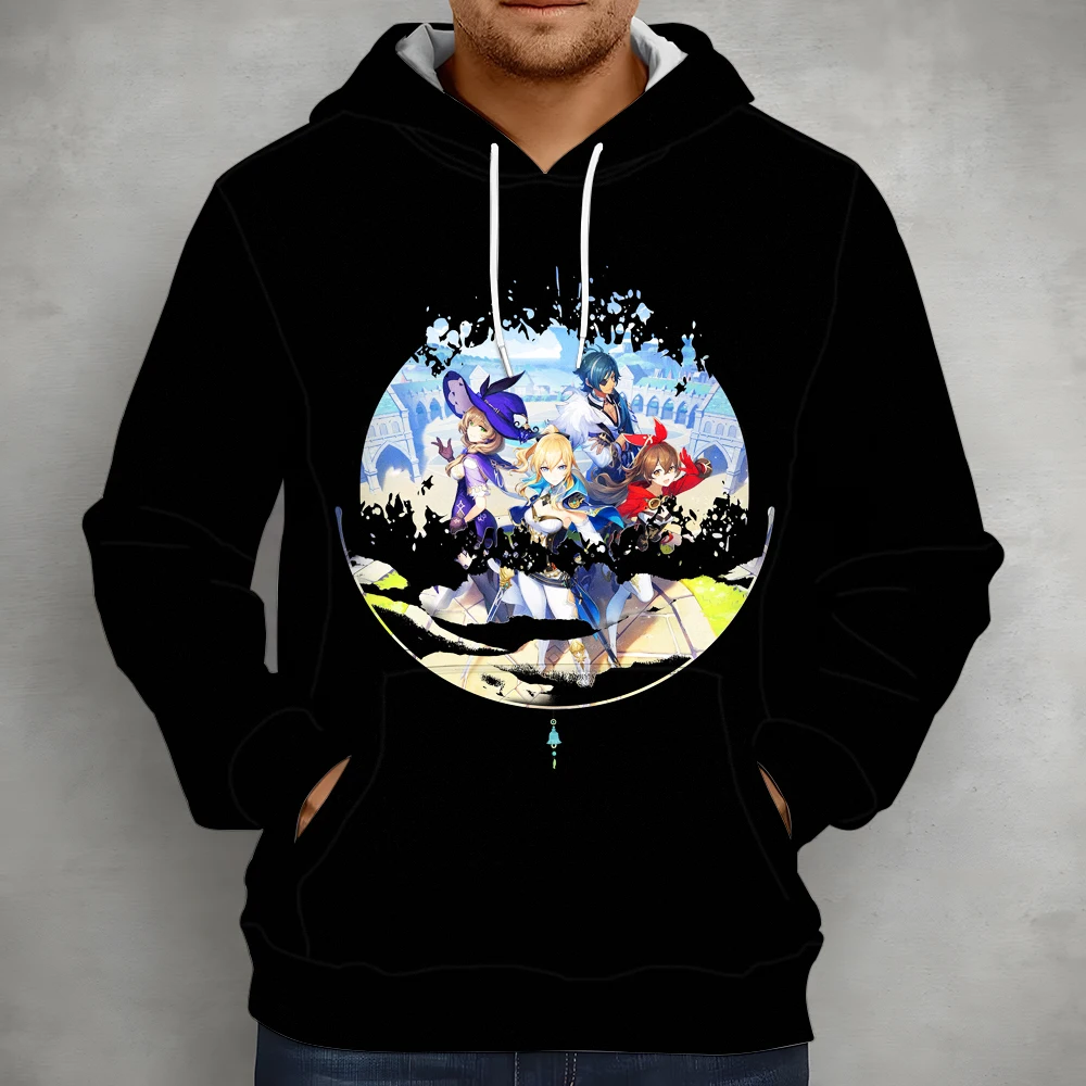 

Новинка 2022, толстовка с 3D-принтом Genshin Impact, модная мужская спортивная одежда, мягкий дышащий топ с аниме принтом на весну и лето