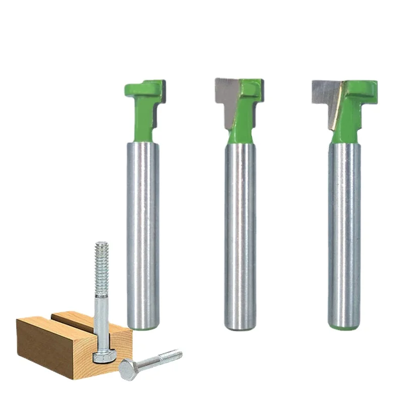 

1pc 1/4" Shank 6.35mm T-Slot Cutter Router Bit Set Hex Bolt Key Hole Bits T Slotting Milling Cutter for Wood Woodworking MC01190